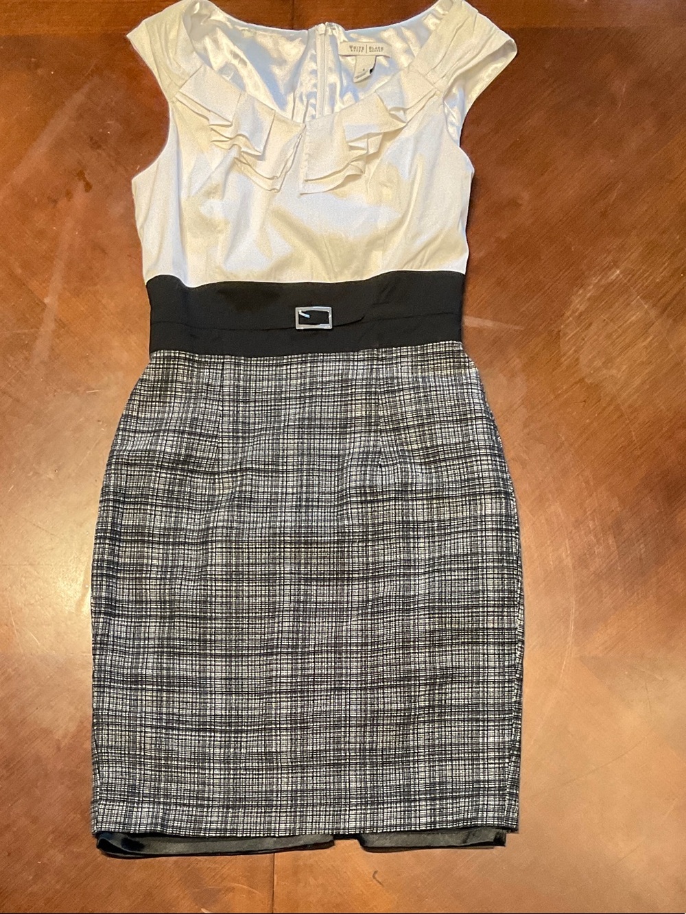 White House Black Market Black & White Plaid Pencil Skirt Dress